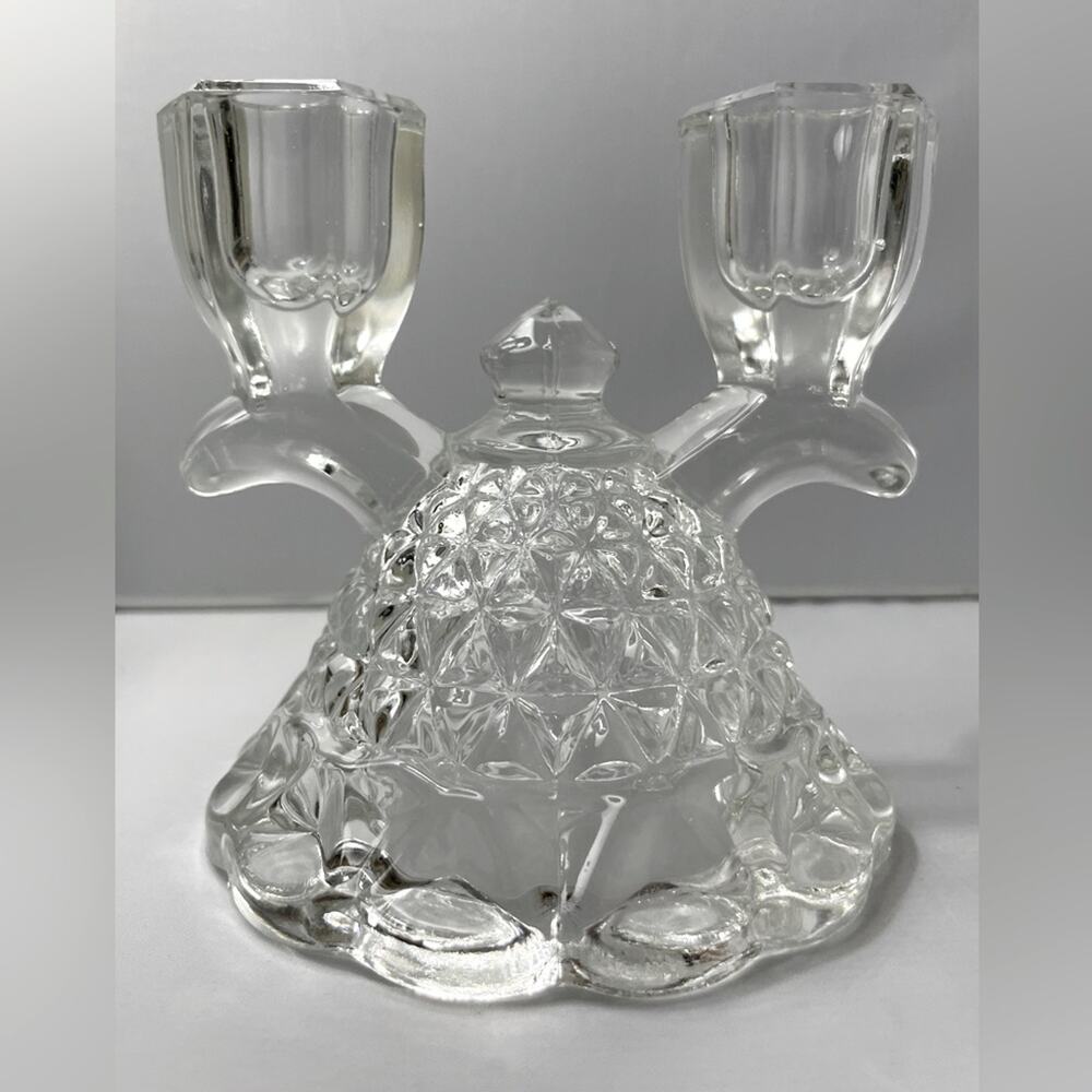 Vintage Imperial‎ #749 Glass Laced Edge Double Light Candlestick Holder Candle